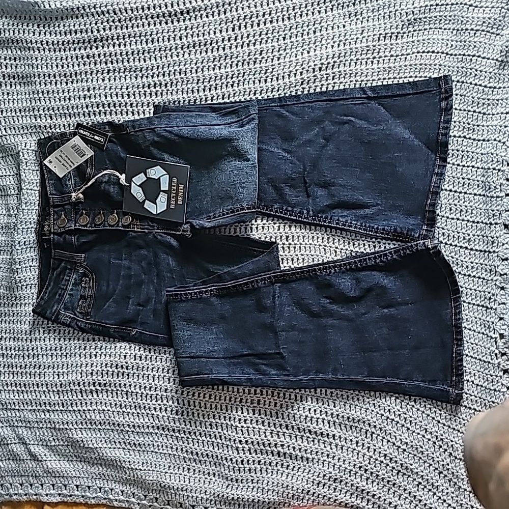 High rise button closure flare jeans